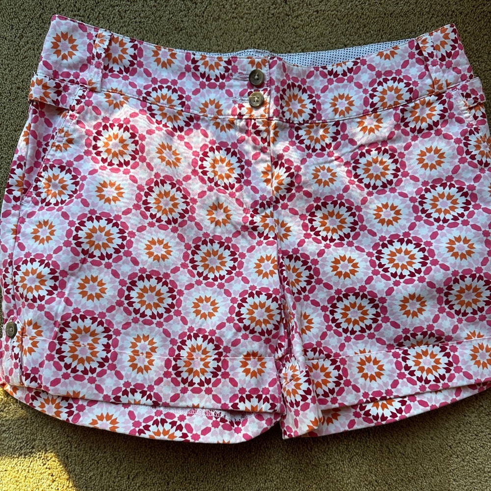 Lands End Womens Size 10 Shorts Pink Print Rollup